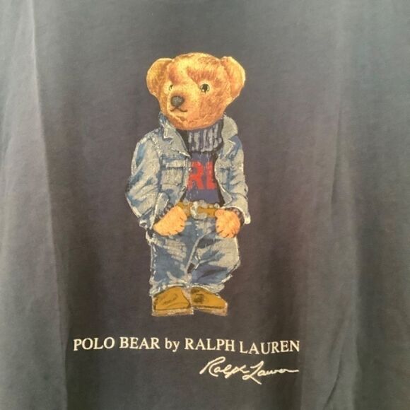 NWT Polo RALPH LAUREN BEAR DENIM BLUE T-SHIRT SHORT SLEEVES SIZE US XXL … - Picture 8 of 13
